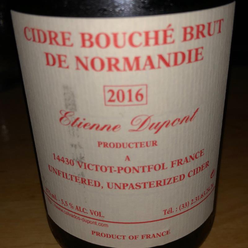 picture of Domain Dupont (Etienne Dupont) Cidre Bouché Brut - 2016 submitted by PricklyCider